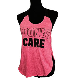 Victoria's Secret PINK | Women's XS "I Donut Care" Scoop Neck Racerback Tank Top